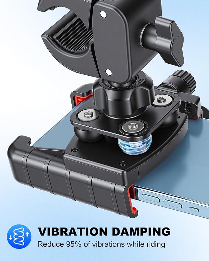 Bike Phone Holder Motorcycle Phone Mount, [Vibration Dampener][Camera Friendly] [1s Lock] Bicycle Phone Holder Handlebar Mount Cell Phones Holder for E-Bike/Stroller/Scooter Fits 4.7''-7'' Phone