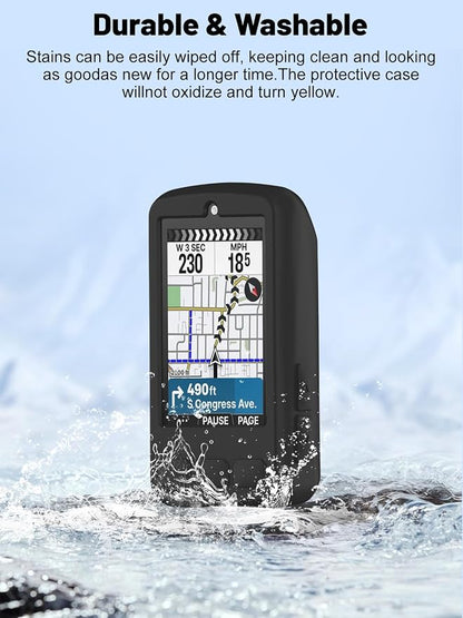 Silicone Protective Case for Wahoo ELEMNT Bolt V3 Cycling Computer, Full-Body Protective Cover with Precise Cutout, Shockproof Dustproof Protector Sleeve & Scratch-Resistant Sleeve (Black)