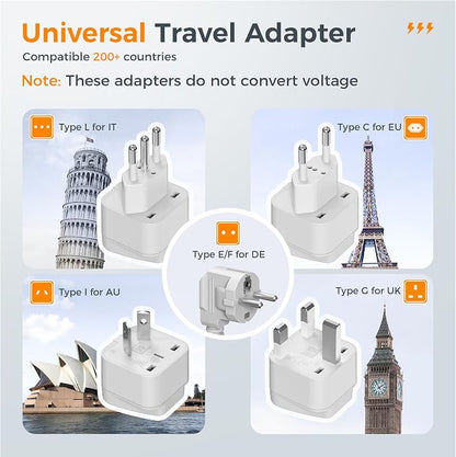 220V to 110V Voltage Converter, TESSAN Universal Travel Adapter with 4 USB Charger (1 USB C), 3 AC Sockets and EU/UK/AU/IT Plug Power Adaptor, Step Down Transformer Outlet