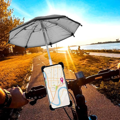 LIOOBO Phone Umbrella Holder: Bike Holder for Phone, Bicycle Cell Bracket with Small Sunshade Cover