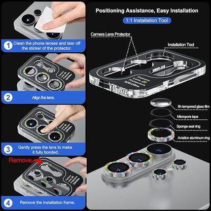 WSKEN for Samsung Galaxy S26 Ultra Camera Lens Protector - Ultra Thin Case Friendly, 9H Shatterproof Tempered Glass with Anti Scratch Metal Circle Camera Screen Protector Cover Accessories, G Colorful