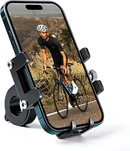Ravemen Bike Phone Holder, 6066 Aluminum Motorcycle Phone Mount for 4-7'' Cell Phones with 4+1 Anti-Vibration Pads, Bicycle Scooter Phone Clamp Fit 20-35mm Handlebars