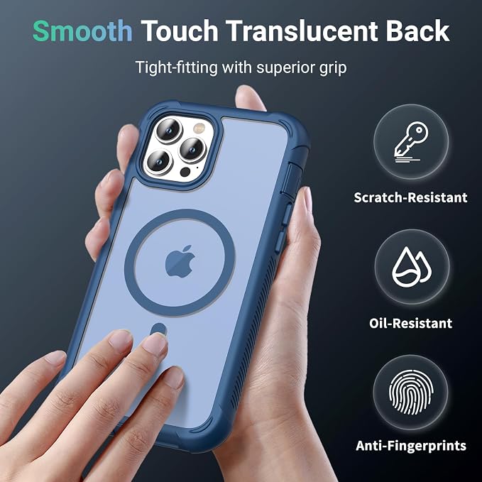 jaroco Magnetic for iPhone 12 Pro Max Case, [Compatible with MagSafe][Military Grade Drop Protection][Heavy Duty Protection][Non-Slip][Shockproof] 2-Layer Durable Bumper Phone Case 6.7''-Deep Blue