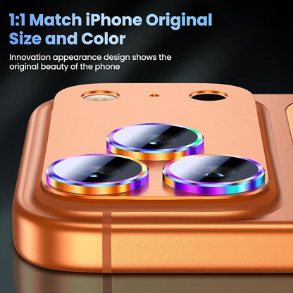 Uyiton for iPhone 17 Pro Max Camera Lens Protector, Not Easy to Break [Strong Adsorption][Case-Friendly] Metal Tempered Glass Rear Camera Screen Cover, Colorful Orange