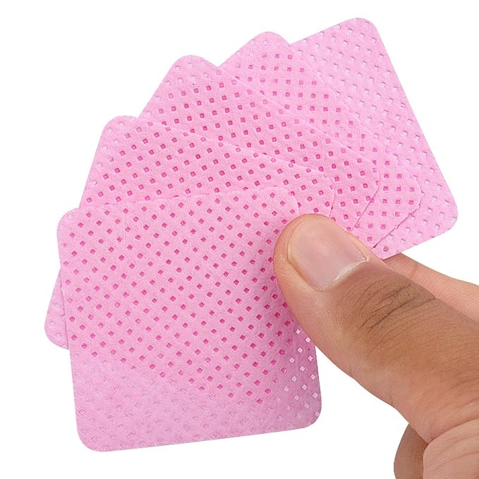 Lint Free Nail Wipes, 1200Pcs Pink Eyelash Extension Glue Cleaning Wipes, Absorbent Soft Non-Woven Fabric Gel Nail Polish Remover Pads, No Lint Nail Cotton Pads for Eyelash Extensions Nails Lash Glue