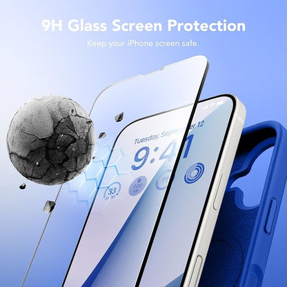 GONEZ Magnetic for iPhone 17 Case, Compatible with MagSafe, [Screen Protector + Camera Lens Protector], Liquid Silicone Anti-Scratch Shockproof Protective Phone Case 6.3 inch, Klein Blue