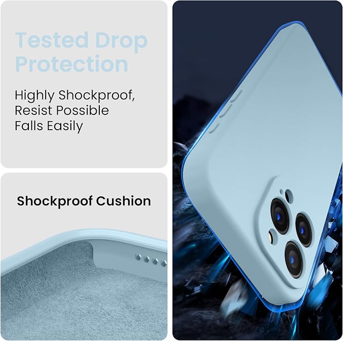 FireNova Designed for iPhone 16 Pro Max Case, Silicone Upgraded [Camera Protection] Phone Case, Soft Anti-Scratch Microfiber Lining Inside, 2024, Sky Blue