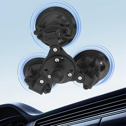 Triple Suction Cup Mount Base with 1-Inch Ball, Adjustable Base Plate, Compatible with RAM Mounts B-Size Double Socket Arms & 25mm Ball Systems