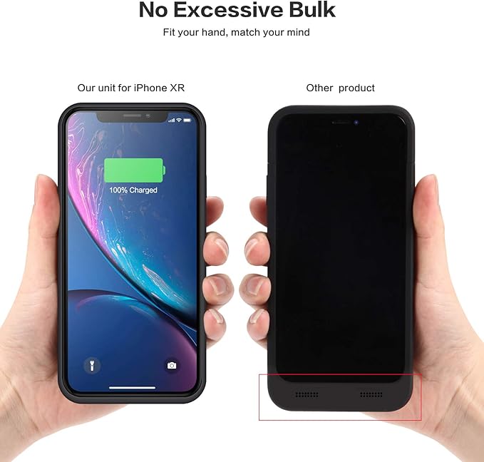 Battery Case for iPhone XR, 6800mAh Portable Charging Case for iPhone XR Rechargeable Backup External Battery Pack Extended Battery Protective Charger Case(6.1inch)-Black