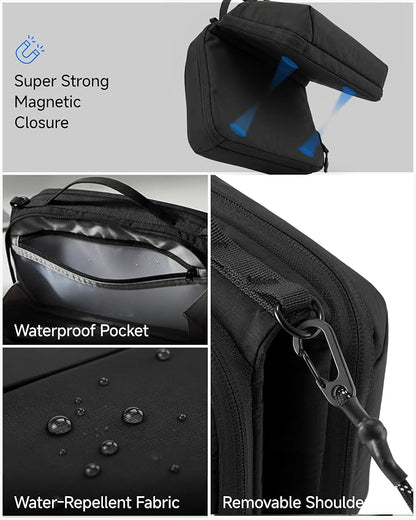LUGGEX Electronics Organizer Travel Case, Tech Pouch with Crossbody Strap | Magnetic Design, Dual Accessories Bag, Straps, Hooks, Front pocket, Water Resistant, Waterproof pocket, CBX01 Beige