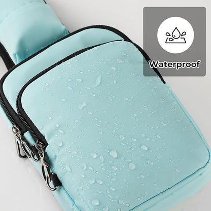 BROADREAM Mini Crossbody Sling Bag, Small Chest Bags Dual Pocket with Zipper Lock, RFID Blocking & Water Resistant Women Men