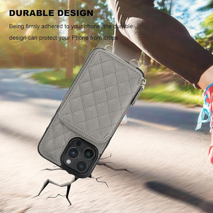 Bocasal Crossbody Wallet Case for iPhone 16 Pro Max, RFID Blocking PU Leather Zipper Handbag Purse Flip Cover, Kickstand Folio Case with Card Slots Holder Wrist Strap Lanyard 5G 6.9 Inch (Grey)