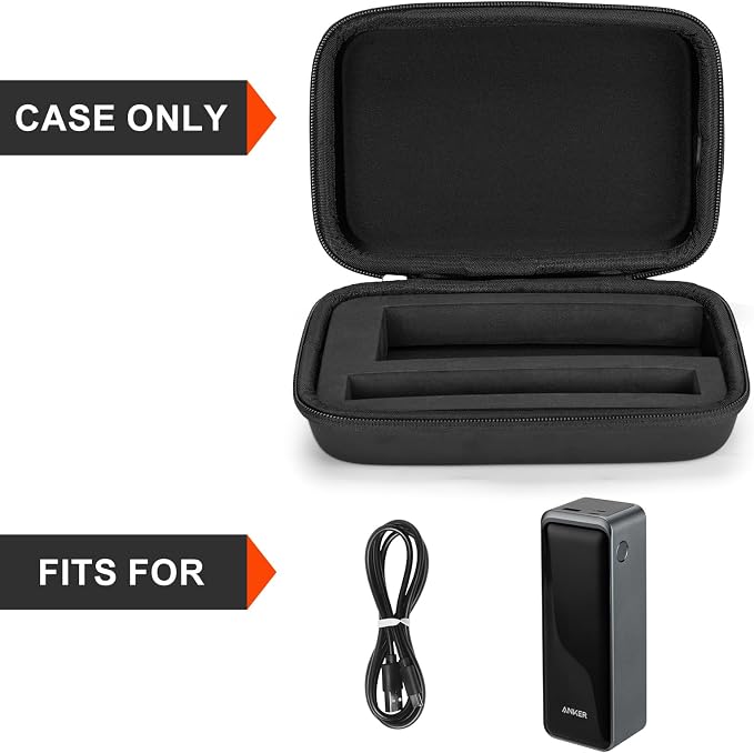 Case for Anker Prime 27,650mAh 250W / 25,000mAh 165W Power Bank,Battery Charging Station Hard Case Travel Carrying Storage Holder Protective Cover for USB-C Charger With Type-C Cable Hole+Side Storage
