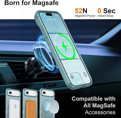 360° Magnetic Swivel Ring for iPhone 17 air case, Built-in Metal Stand and Ring Holder, Magsafe Compatible, Military Grade Protection, Shock and Vibration Resistant-Lake Blue