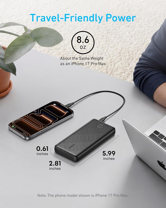 Anker Power Bank(PowerCore 10K), Compact Travel-Ready 10,000mAh Battery Pack with PowerIQ Charging Technology, 5V/3A High-Speed Charging for iPhone, iPad,and More (2, Black)