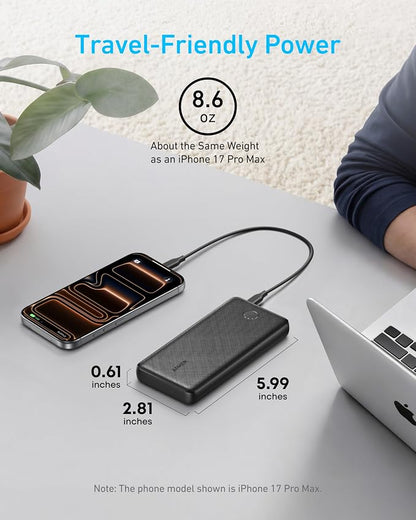 Anker Power Bank(PowerCore 10K), Compact Travel-Ready 10,000mAh Battery Pack with PowerIQ Charging Technology, 5V/3A High-Speed Charging for iPhone, iPad,and More (2, Black)