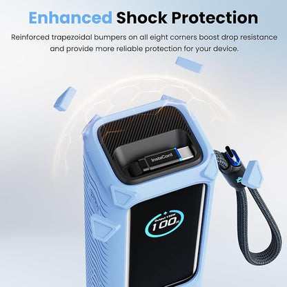 Silicone Case for Anker Laptop Power Bank (25000mAh 165W), with Charging Cable Holder, Portable Protective Cover Compatible with Anker 25000mAh 165W Power Bank for Travel & Daily Use(Light Blue)