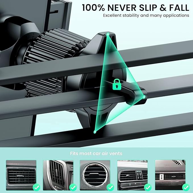 360° Adjustable Car Phone Holder Universal Hands-Free Mount for iPhone & Android, 3 in 1 Windshield Air Vent Dashboard Hands-Free Car Mount for iPhone Android Smartphone