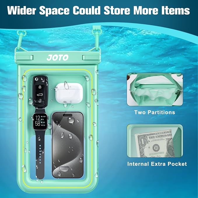 JOTO [IP68 Floatable Large Floating Waterproof Phone Pouch Up to 10", Underwater Phone Case Cellphone Dry Bag for iPhone 17 16 15 14 13 12 11 Pro Max Xs Max XR X 8 7 Plus SE/Galaxy S24 S23 S22 -Grey