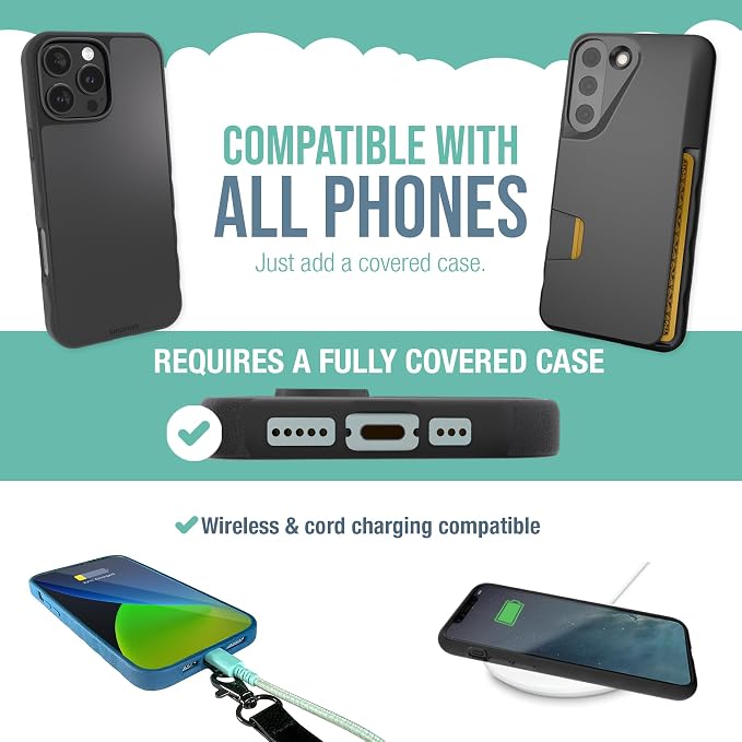 Smartish Phone Lanyard - Case Clinger - Universal iPhone Holder w/Detachable Crossbody Shoulder Neck Strap Compatible w/All Phone Cases - Adjustable Black Vegan Leather