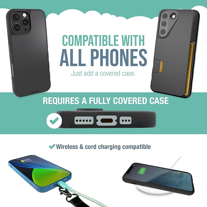 Smartish Phone Lanyard - Case Clinger - Universal iPhone Holder w/Detachable Crossbody Shoulder Neck Strap Gift for Women/Girls for Phone Cases iPhone, Galaxy, Pixel- Adjustable Black Rope Strap