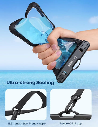 Lamicall Waterproof Phone Pouch Case Bag for iPhone 17 16 15 14 13 12 11 Pro Max Plus XS, All 4-7" Smartphone, Gifts for Bright Red & Black
