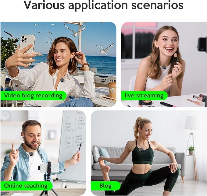Wireless Collar-Type Microphone-Highly Noise-reducing, Plug-and-Play, 20 Hours of Battery Life, Suitable for Video Recording, Video blogs, Live Streaming-Clear Audio Quality Microphone
