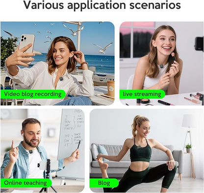 Wireless Collar-Type Microphone-Highly Noise-reducing, Plug-and-Play, 20 Hours of Battery Life, Suitable for Video Recording, Video blogs, Live Streaming-Clear Audio Quality Microphone
