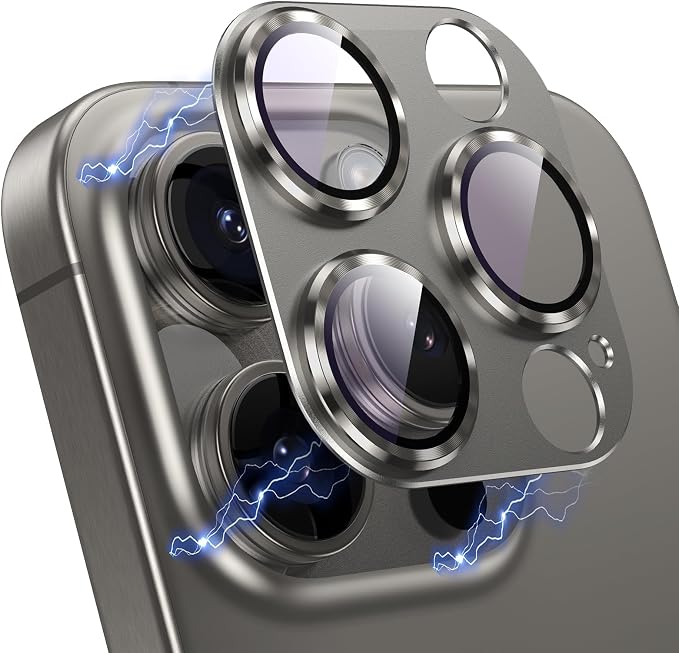 Korecase 2 Pack Camera Lens Protector for iPhone 16 Pro Max/iPhone 16 Pro,9H Tempered Glass |Drop Protection |Aluminum Alloy Frame |Strong Adhesion |Anti-Scratch |Rear Camera Screen Cover - Grey Titanium