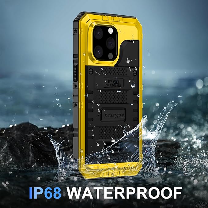 Beasyjoy for iPhone 15 Pro Max Heavy Duty Full Body Protective Case with Built-in Screen Protector, Military Grade Shockproof Defender Case for iPhone 15 Pro Max 6.7", "Yellow