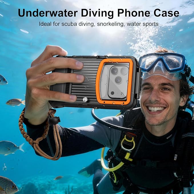 Beasyjoy Waterproof Phone Case for Snorkeling, [50ft/15m] Underwater Diving Case for iPhone 17/16/15/14/13/12/11 Pro Max Plus, Professional Scuba Photo Video Cover for Beach Vacation Water Sport Black