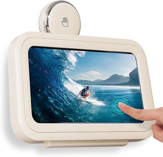 Shower Phone Holder Waterproof, 480° Rotating Wall Mount Adjustable Suction Cup Shower Phone Holder with HD Touch Screen, Fog-Proof Bathroom Case for 4-7 Inch Phones