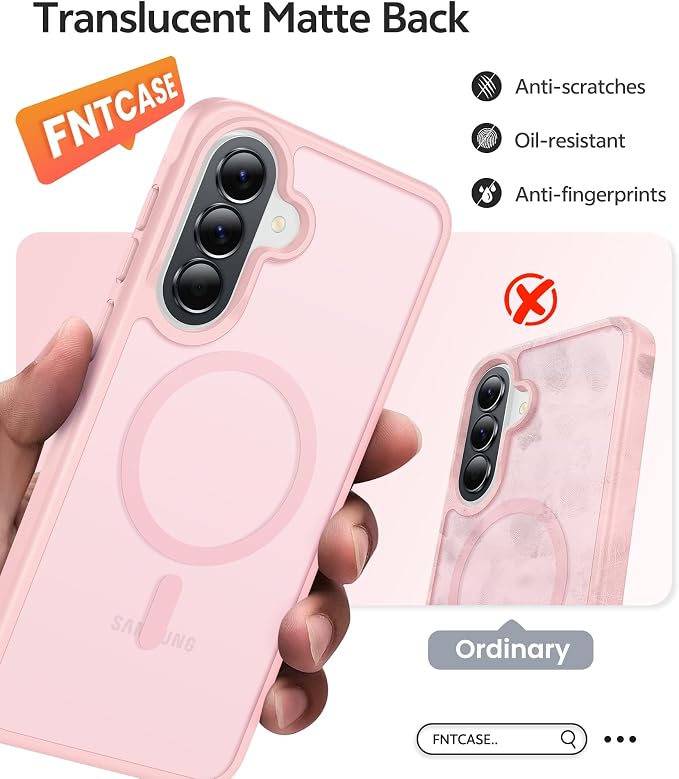 FNTCASE for Galaxy A37 5G Phone Case: Samsung A36 5G Case [Compatible with Magsafe] Matte Translucent [Screen Protector] Military Grade Protection for Samsung A37 & A36 Cases - Light Pink