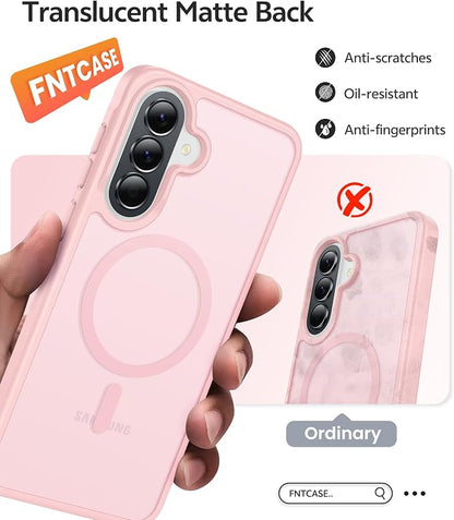 FNTCASE for Galaxy A37 5G Phone Case: Samsung A36 5G Case [Compatible with Magsafe] Matte Translucent [Screen Protector] Military Grade Protection for Samsung A37 & A36 Cases - Light Pink