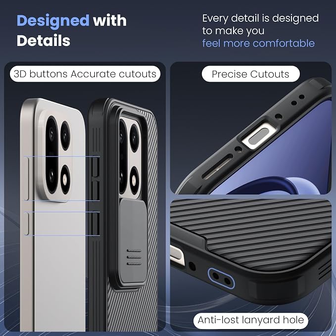 Nillkin for OnePlus 15 Case with Slide Camera Cover, Full Camera Protection, Thin Slim Fit, Shockproof Protective, Camera Lens Protector, Phone Case for OnePlus 15 5G - Black