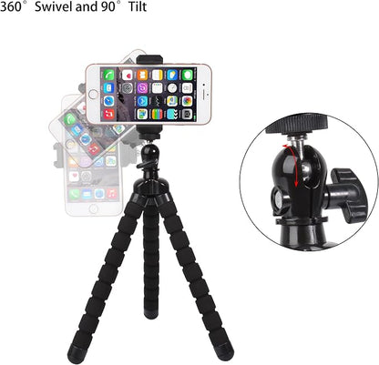 Phone Mini Tripod, Ruittos Premium Flexible Mobile Phone Tripod Stand Compatible with iPhone Samsung Go Pro, Small Digital Camera, Black