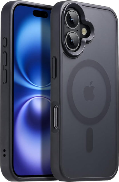 Strong Magnetic for iPhone 16 Plus case [10Ft Military-Grade Protection] Compatible with fit MagSafe Shockproof Slim Thin Cover 6.7 inch 16 Plus Phone case, Black