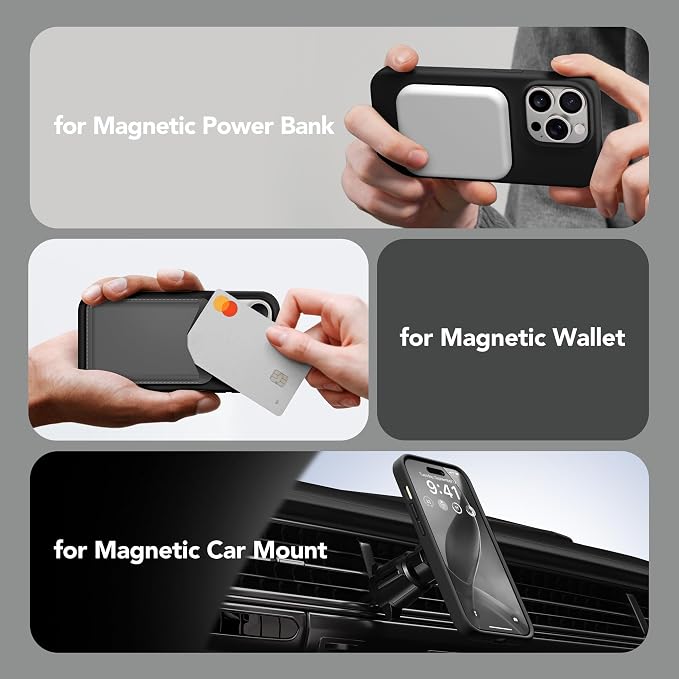 GONEZ for iPhone 14 Pro Max Case Silicone, Compatible with MagSafe, with Screen Protector + Camera Lens Protector, Liquid Silicone Shockproof Protective Phone 14 ProMax Case 6.7", Black
