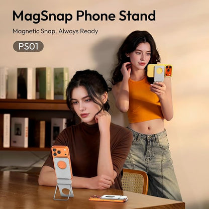 ULANZI PS01 Magnetic Phone Tripod Stand, 2 in 1 Foldable Cell Phone Stand with Card Holder, Adjustable Desktop Phone Tripod Foldable Free Heights Adjustment Selfie Stick for iPhone/Desk/Plane/Travel