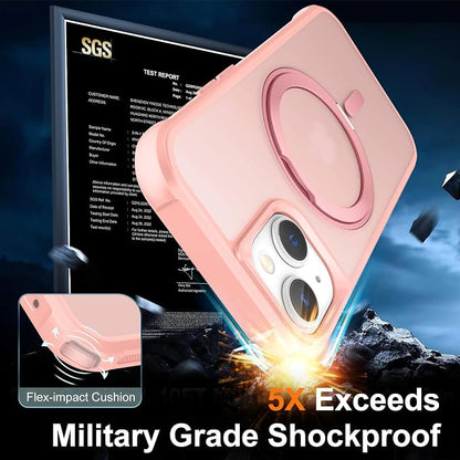 360° Magnetic Swivel Ring for iPhone 15case, Built-in Metal Stand and Ring Holder, Magsafe Compatible, Military Grade Protection, Shock and Vibration Resistant - Pink