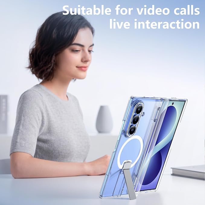 For Samsung Galaxy Z Fold 8 Ultra Case with Kickstand & Screen Protector | MagSafe-Compatible,Military Grade Drop Tested Non-Slip Slim Shockproof Case for Samsung Galaxy Z Fold 8 Ultra-Clear