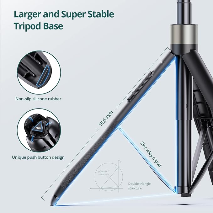 ATUMTEK 65" Selfie Stick Tripod, All in One Extendable Phone Tripod Stand with Bluetooth Remote 360° Rotation for iPhone and Android Phone Selfies, Video Recording, Vlogging, Live Streaming, Black