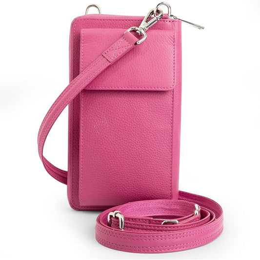 BULL GUARD Crossbody Leather Wallet Phone Purse, Anti Theft and RFID Blocking, Elegant Design for Travel