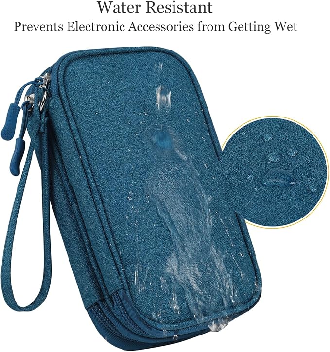 CAAORDKSO Travel Essentials Electronics Organizer Tech Pouch, Waterproof Cable Organizer Bag Charger Case for Travel Accessories, Cable, Cord, Charger, Phone, Power Bank, Earphone (Dark Green, Large)