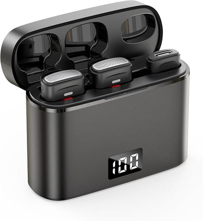 Wireless Lavalier Microphone for iPhone 17/16/15 Android - Mini Phone Microphone Clip on Lapel Mic with 35H Charging Case for Video Recording TikTok YouTube, 75Ft Transmission
