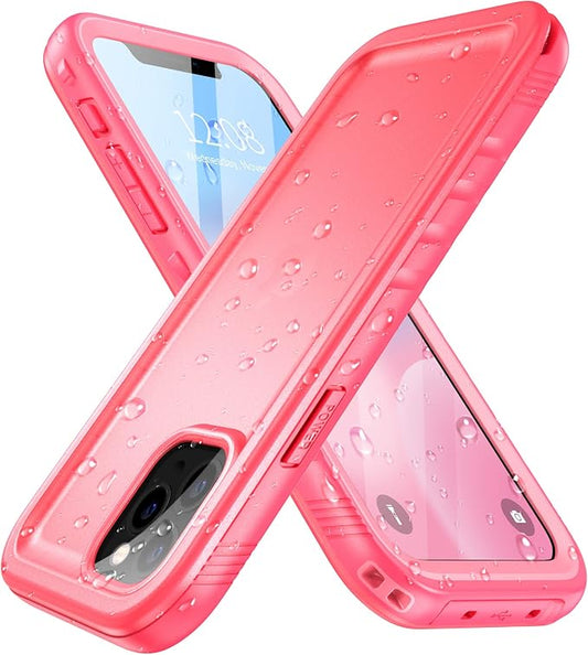 SPORTLINK Compatible with iPhone 12 Pro Max Waterproof Case - Built in Screen Protector Full Body Shockproof Dustproof IP68 Waterproof Case for iPhone 12 Pro Max 6.7 Inch Pink
