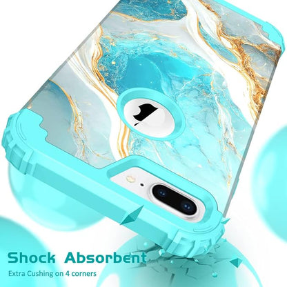 Hocase for iPhone 8 Plus Case, iPhone 7 Plus Case, Heavy Duty Shockproof Protection Hard Plastic+Silicone Rubber Hybrid Protective Case for iPhone 7 Plus/iPhone 8 Plus - Teal