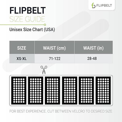 FlipBelt Adjustable Running Belt, Fitness and Running Fanny Pack for Women and Men, Non Chafing Waist Band Pack for Phone Keys Money, Moisture Wicking Storage Belt, USA Company