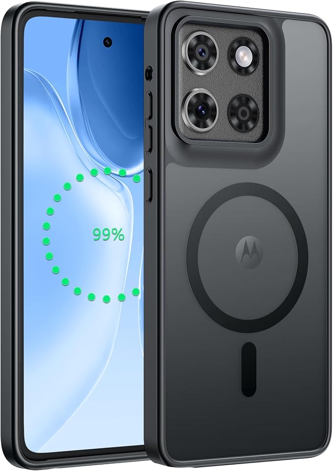 FNTCASE for Motorola Moto G-Stylus-5G-2025 Case: Magnetic Translucent Matte Shockproof Slim Cell Phone Cover - Military Grade Drop Proof Hard Back Anti-Fingerprint Protective Case (6.7 inch/Black)
