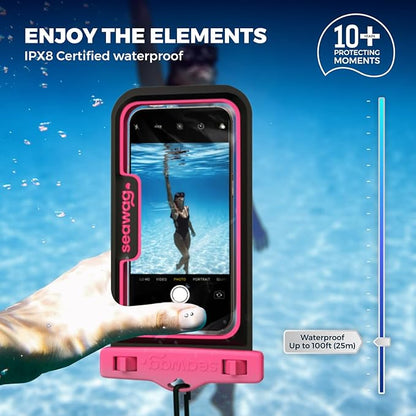 SEAWAG Next Waterproof Phone Case with Lanyard, Floating IPX8 Pouch for iPhone 17 16 Pro Max 15 14 13 12 11 and Samsung Galaxy S25 S24, Beach Cruise Travel Essentials, 1 Pack Pink